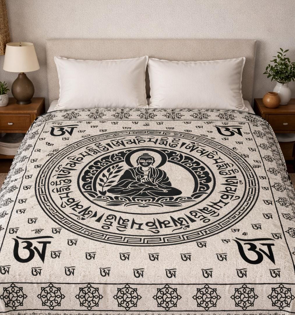 Mandala de La India Buda Beige/Negro