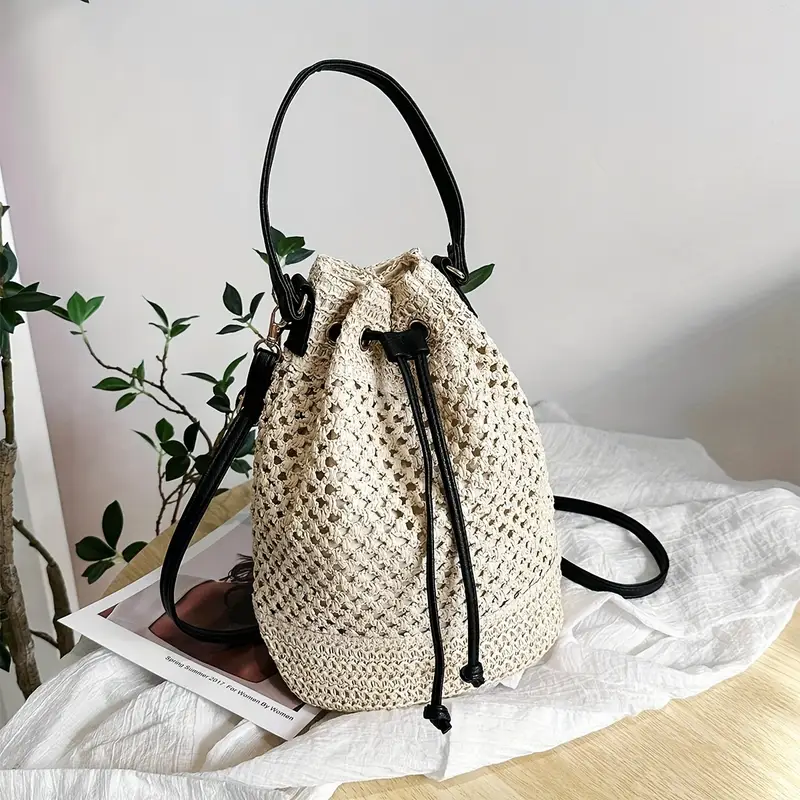 Bolso tejido de verano - morral, beige