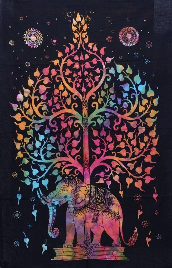 Mandala de la India Arbol de la vida Fondo Negro