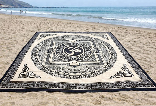 Mandala de la India Ohm Beige/Negro