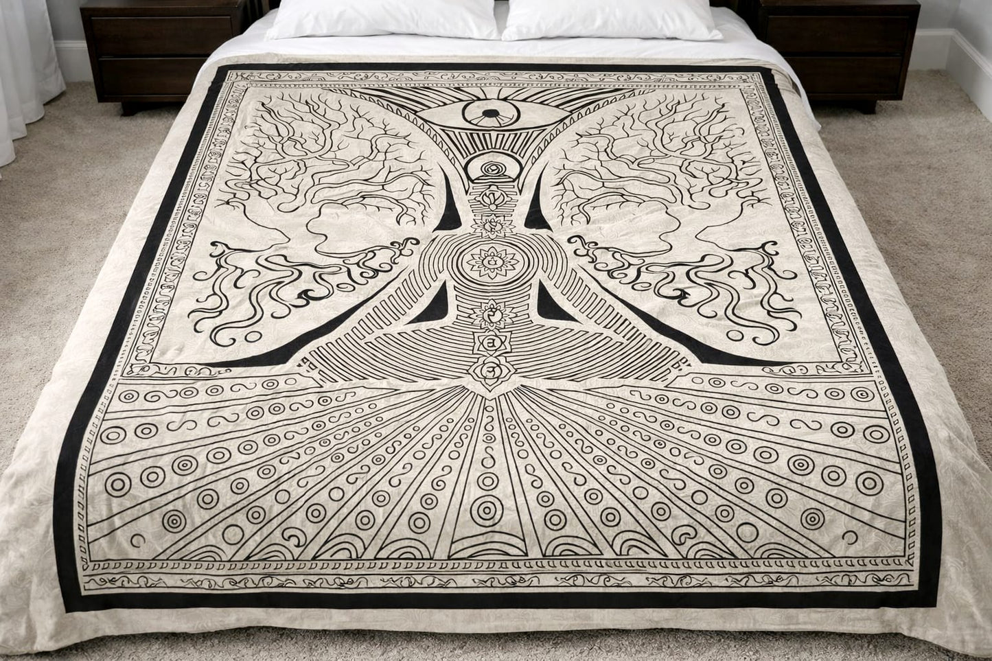 Mandala de la India Shiva Beige/Negro