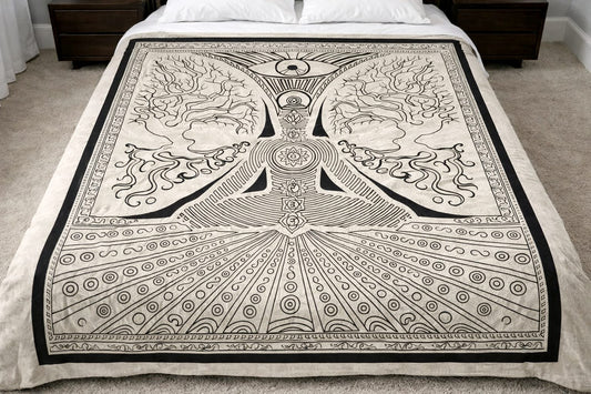 Mandala de la India Shiva Beige/Negro