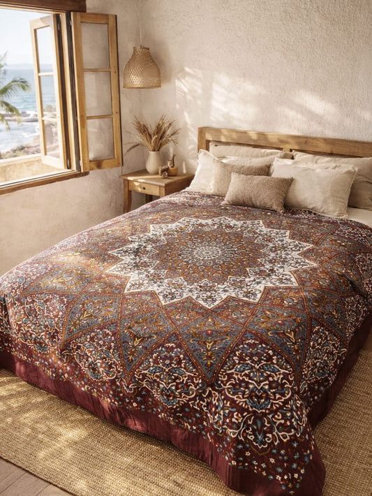 Mandala de la India Estrella Vino/Gris