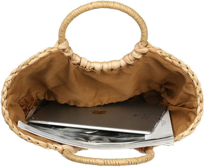 Canasta de paja natural camell