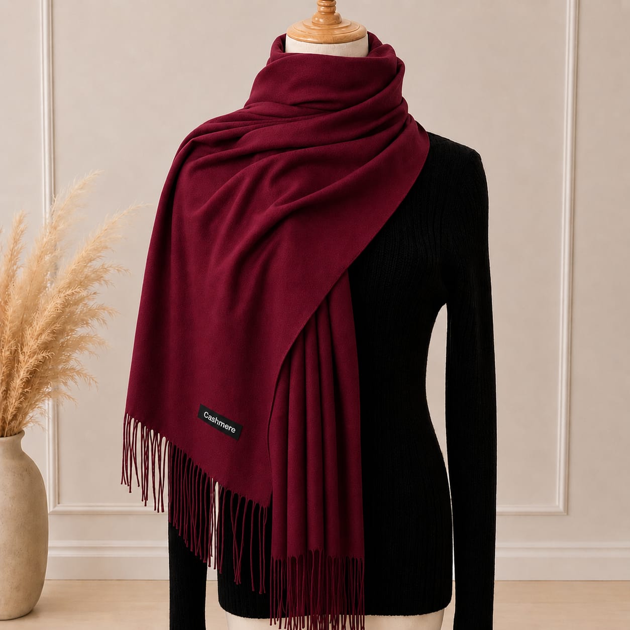 Bufanda textura cashmere 180*68cm Guinda