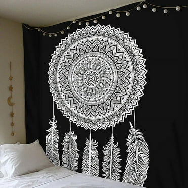 Mandala de la India Atrapasueño fondo negro