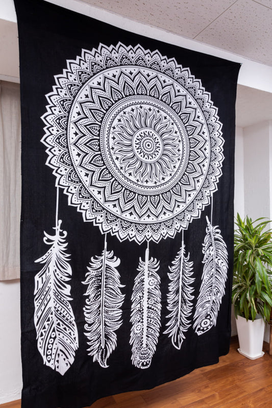 Mandala de la India Atrapasueño fondo negro