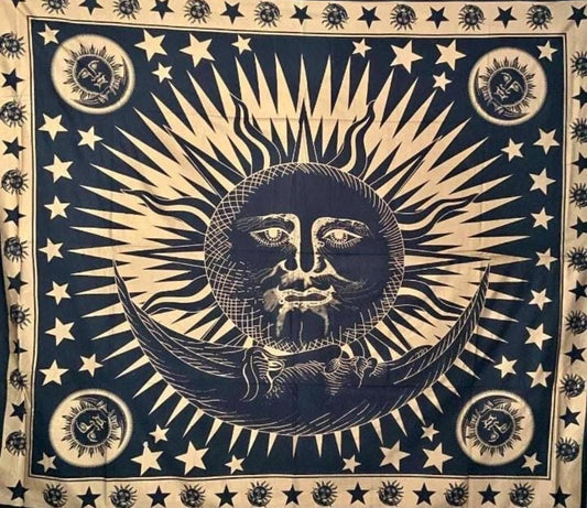 Mandala de la India Sol y Luna Negro/Dorado